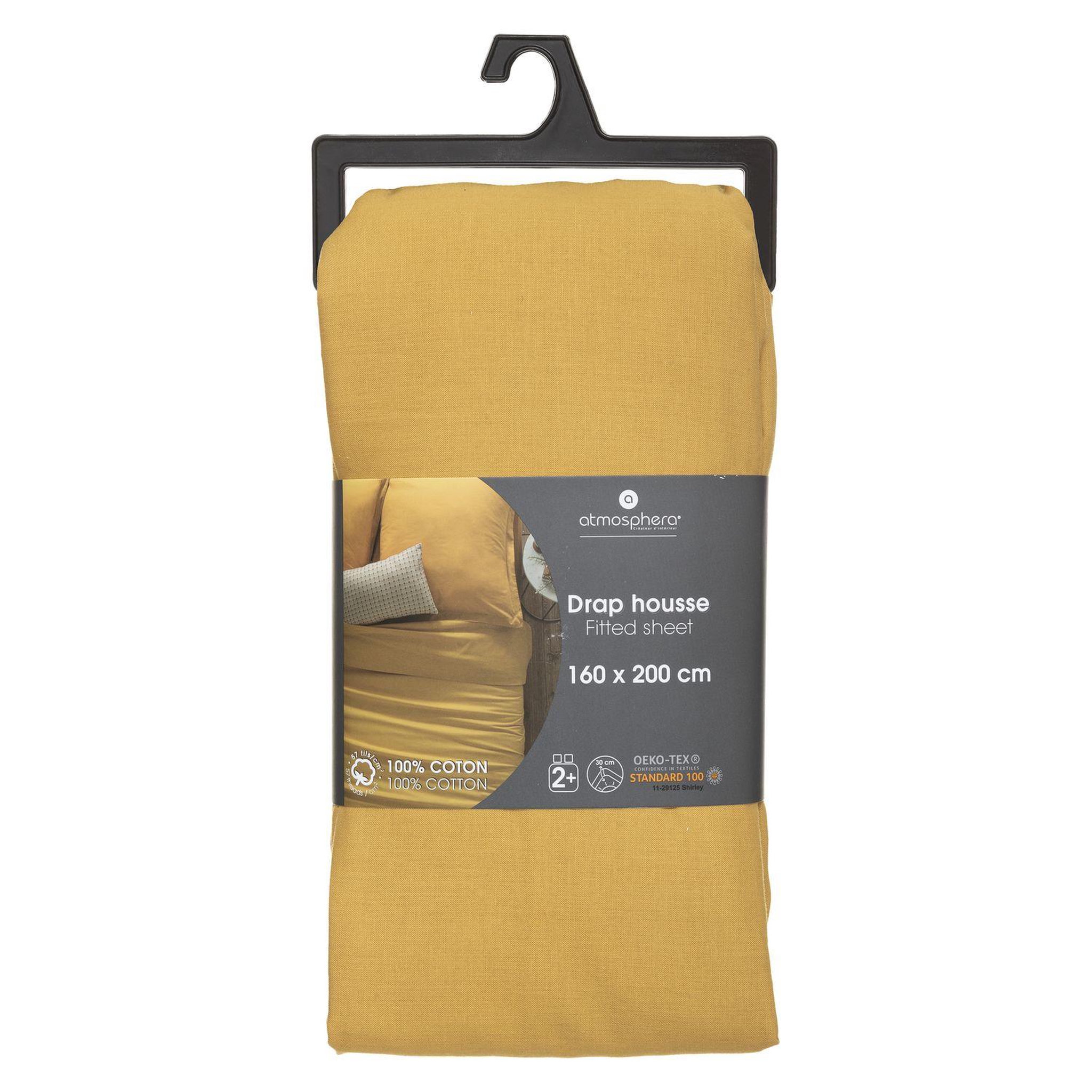 Voir la diapositive 2 : ATMOSPHERA Drap Housse bonnet 30 cm 100% Coton Esther