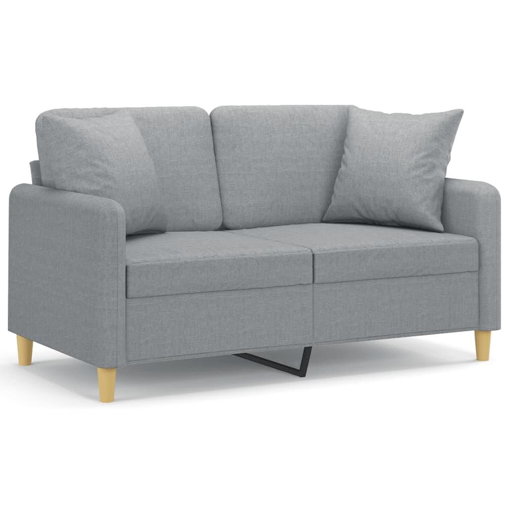 Voir la diapositive 2 : VIDAXL Canape 2 places avec oreillers gris clair 120 cm tissu