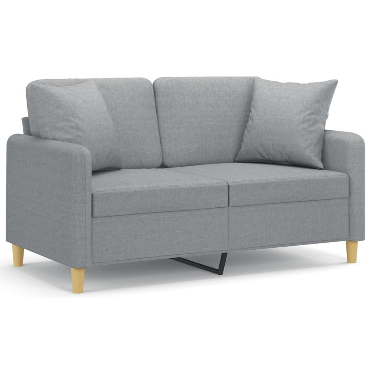 VIDAXL Canape 2 places avec oreillers gris clair 120 cm tissu
