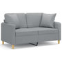 Voir la diapositive 2 : VIDAXL Canape 2 places avec oreillers gris clair 120 cm tissu