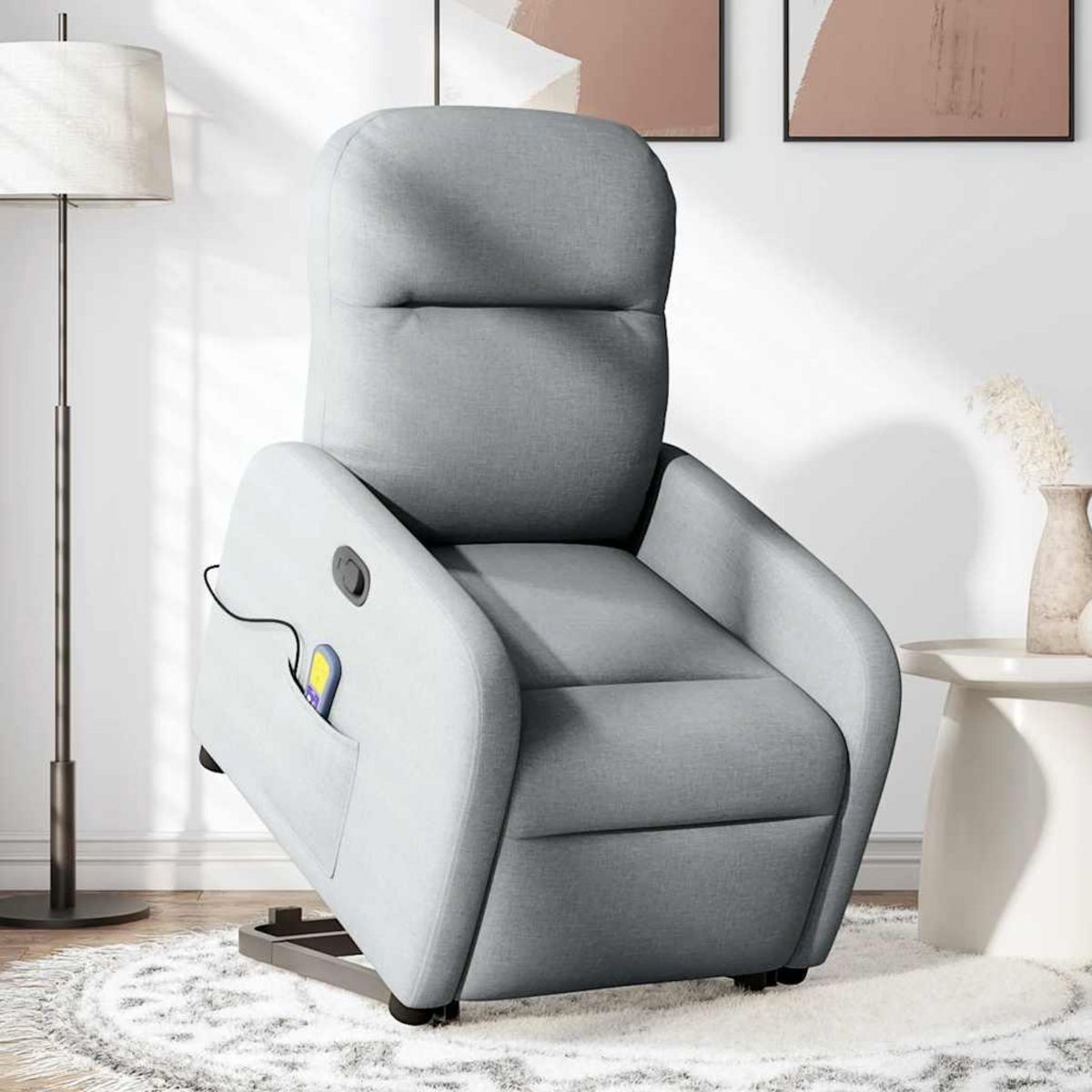 VIDAXL Fauteuil de massage inclinable Gris clair Tissu
