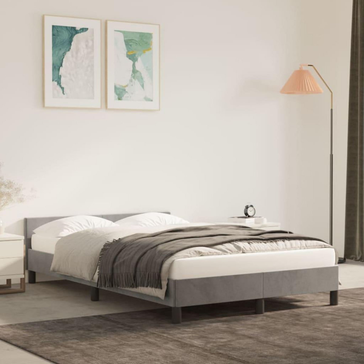 VIDAXL Cadre de lit sans matelas gris clair 120x200 cm velours