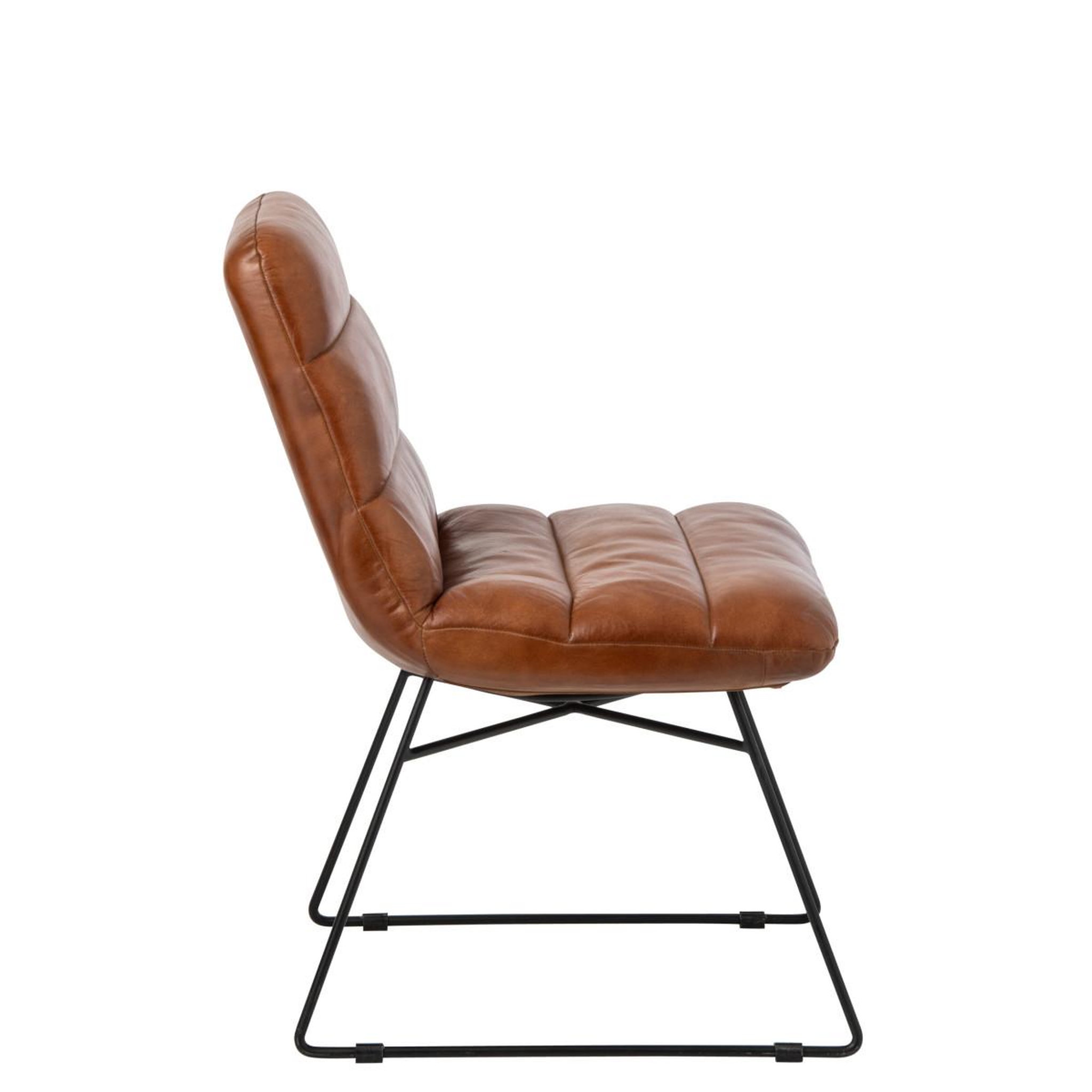 Voir la diapositive 3 : J-LINE Chaise design en cuir  austin  83cm camel