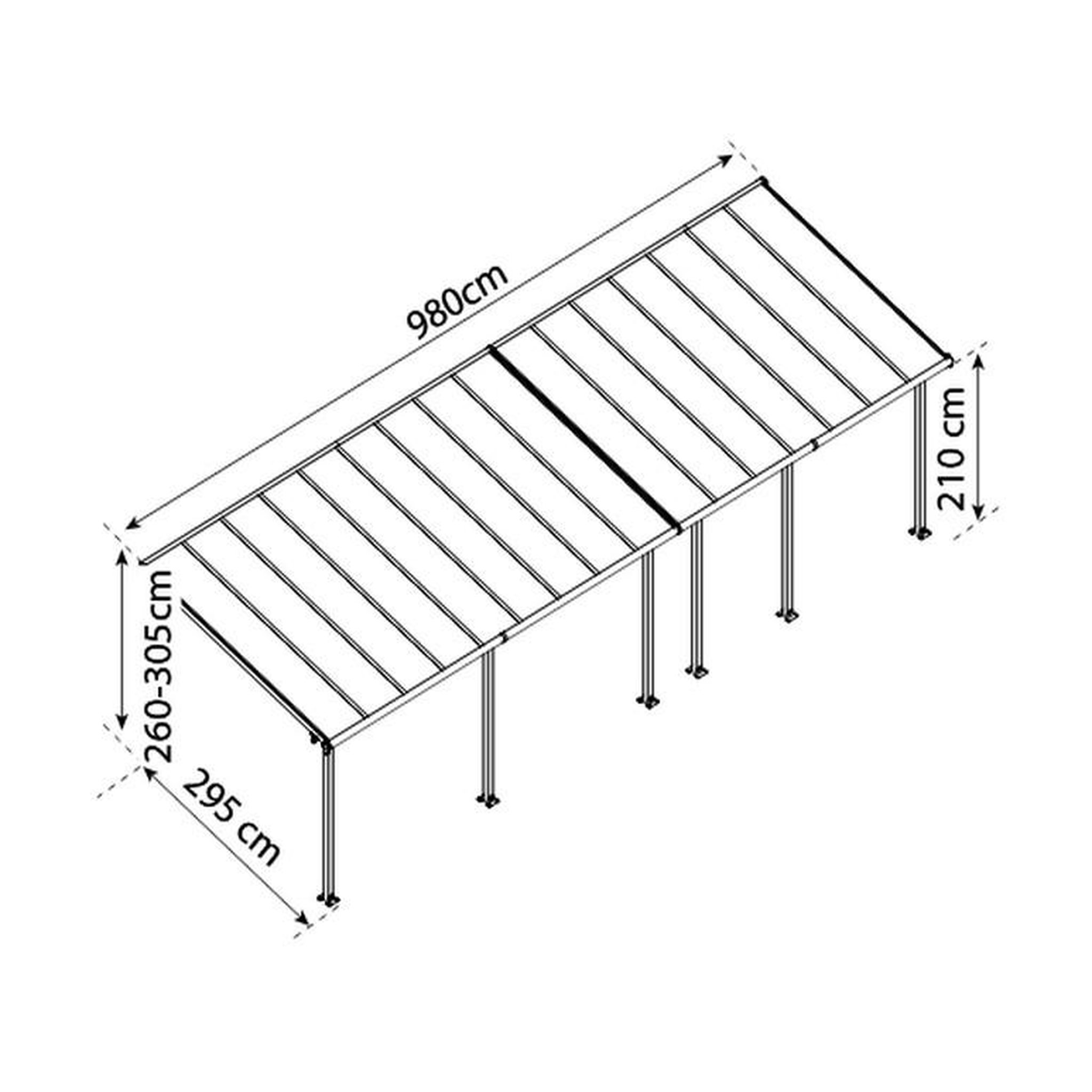 Voir la diapositive 2 : Palram Pergola 28.9m² gris anthracite - 704360
