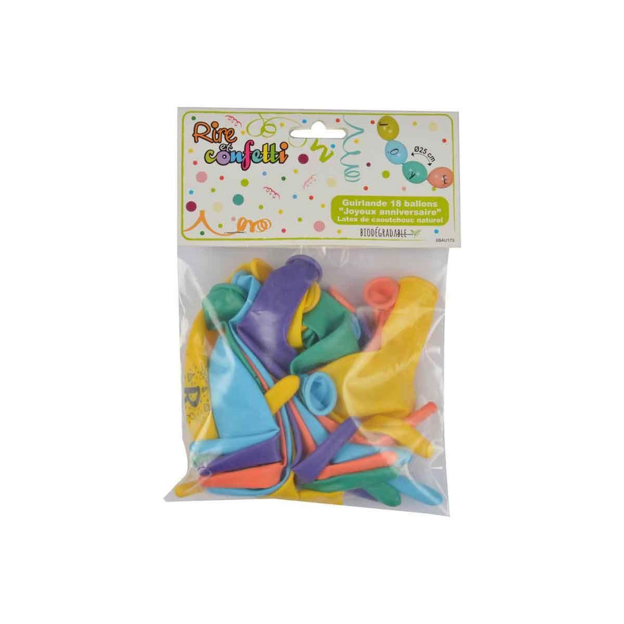 Voir la diapositive 2 : HOMEA Guirlande 18 ballons  anniversaire  25cm multicolore