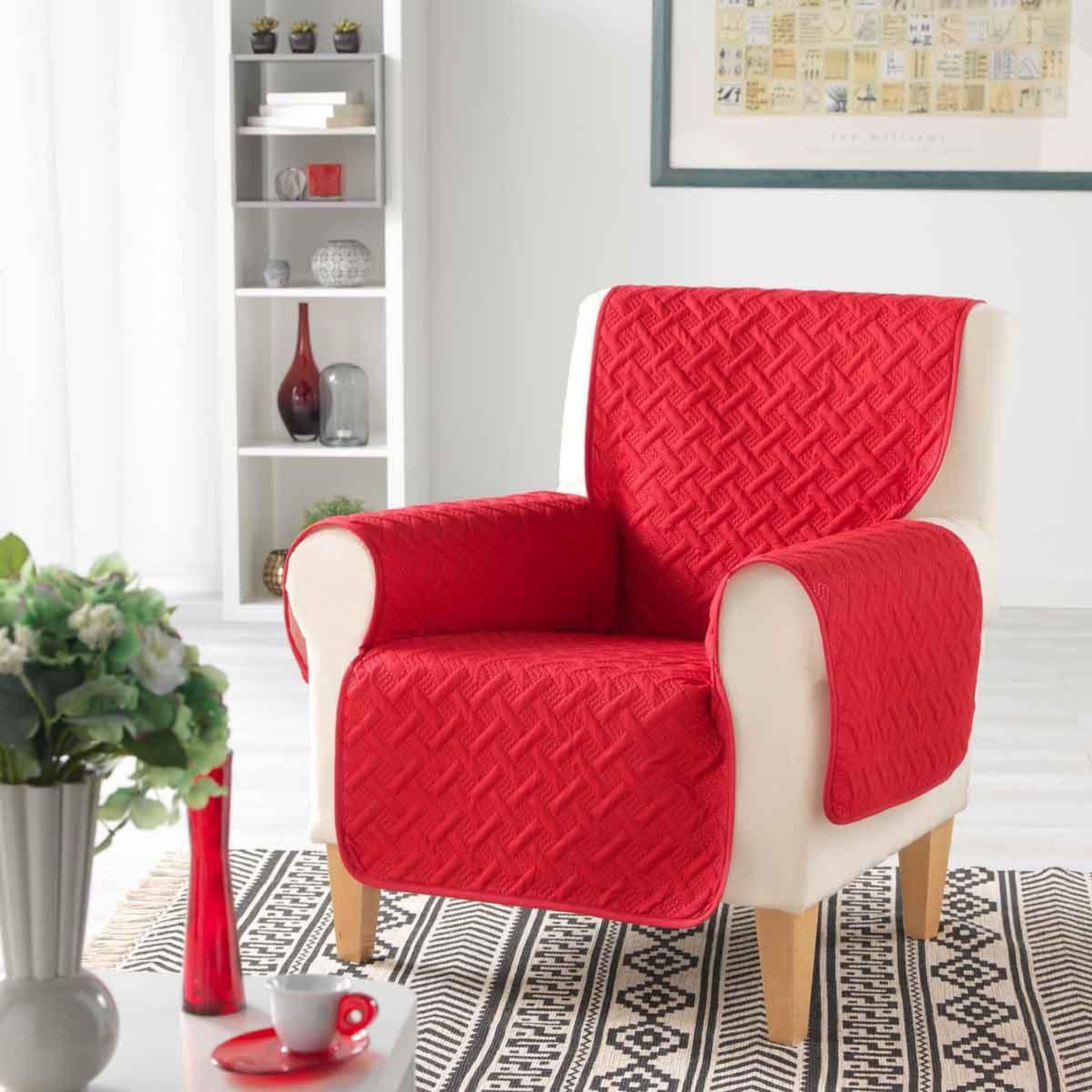 Voir la diapositive 3 : Douceur d'Intérieur Protège fauteuil  lounge  165x179cm rouge