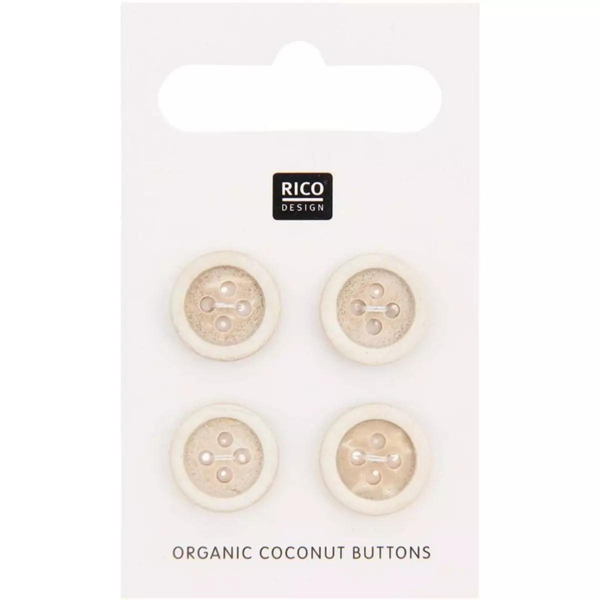 RICO DESIGN 4 boutons en noix de coco - 13 mm