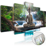 Paris Prix Tableau sur Verre Acrylique  Buddha & Waterfall. Coloris disponibles : Multicolore