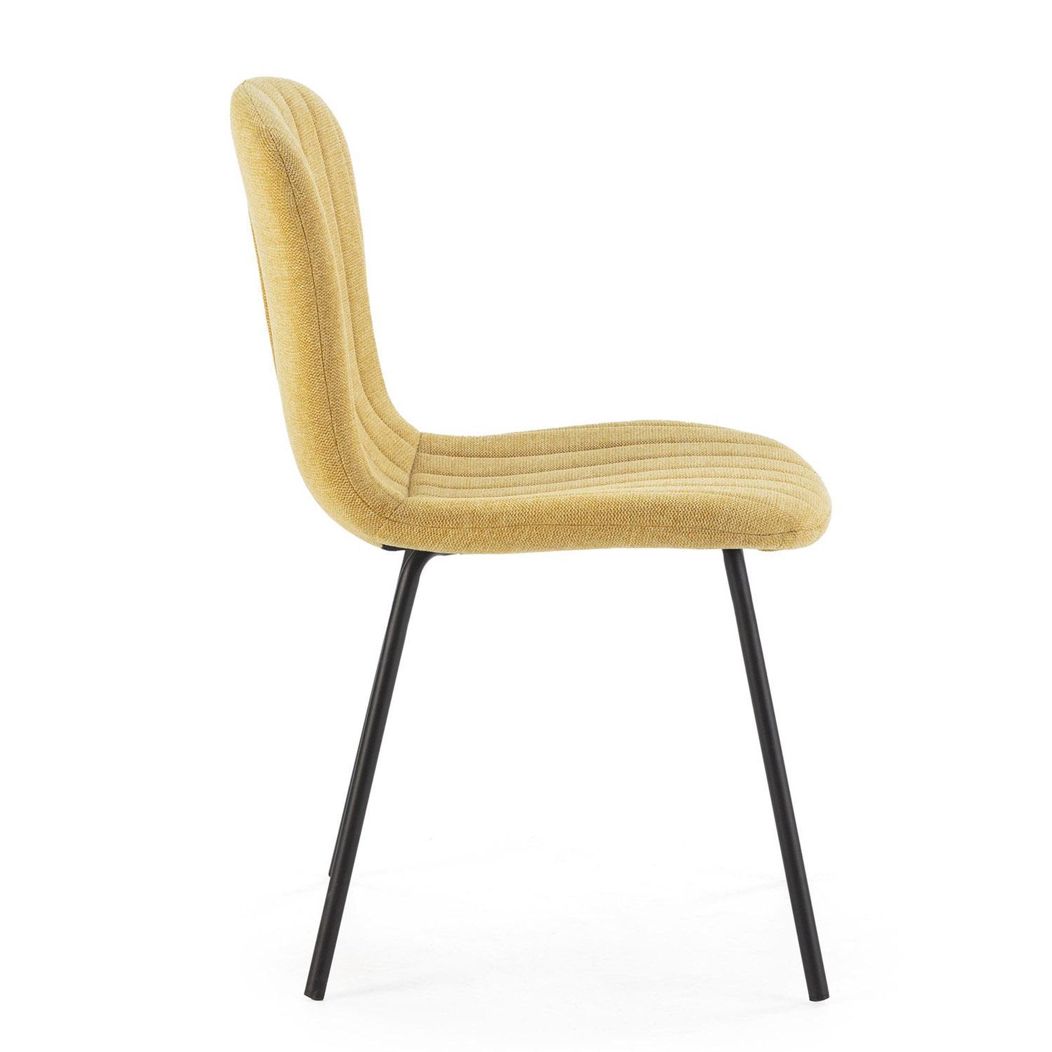 Voir la diapositive 3 : VS VENTA-STOCK Pack 4 chaises Lucky recouvertes de tissu moutarde