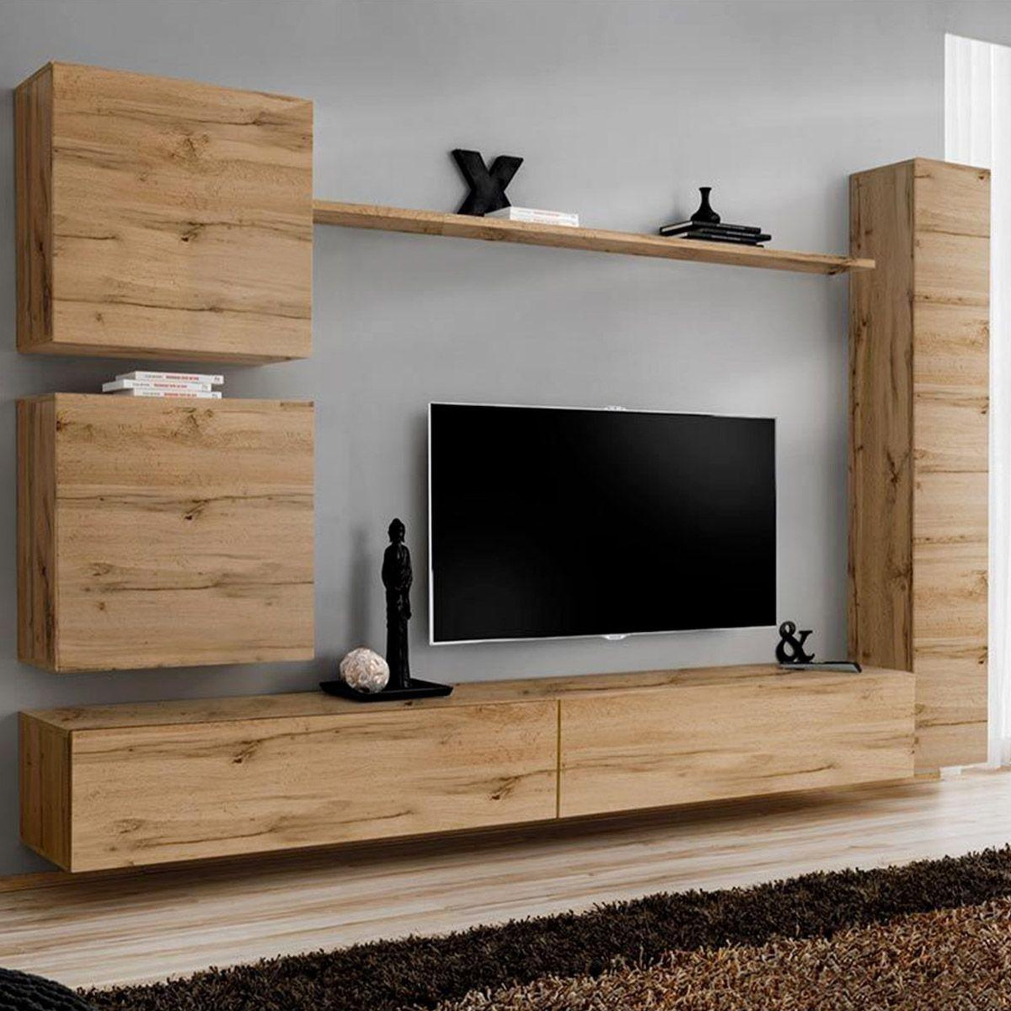 Paris Prix Meuble tv mural design  switch viii  280cm naturel
