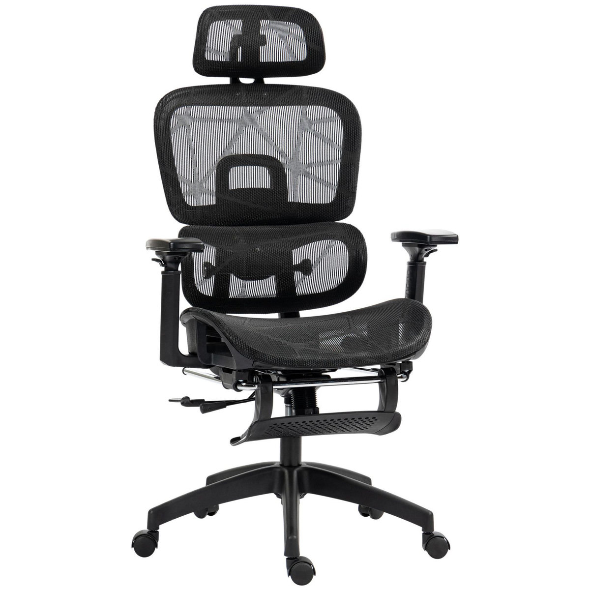 HOMCOM Fauteuil de bureau ergonomique grand confort entièrement réglable tissu maille noir