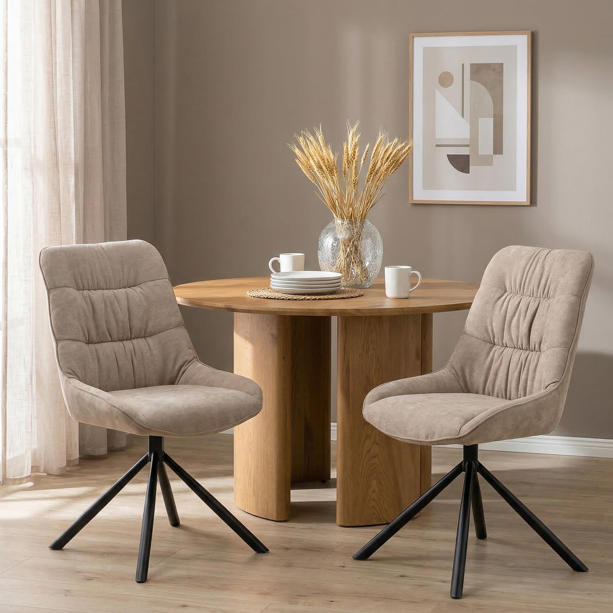 Voir la diapositive 2 : IDIMEX Lot de 2 chaises libra de salle à manger en tissu