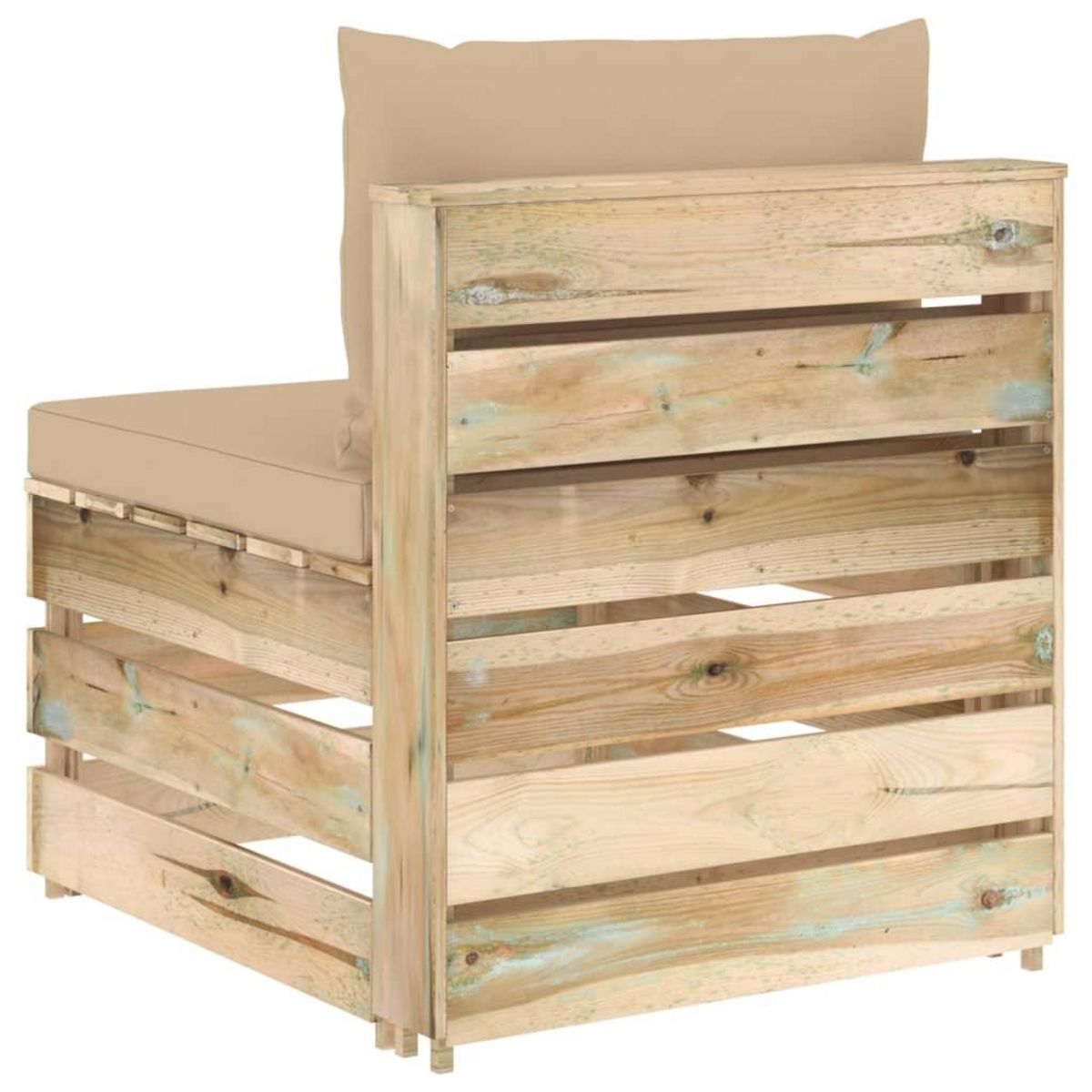 VIDAXL Canape central sectionnel avec coussins Bois impregne de vert