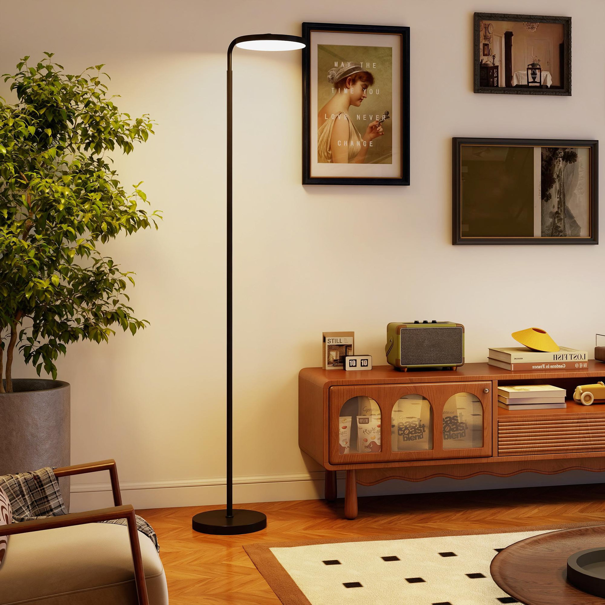 Voir la diapositive 2 : HOMCOM Lampadaire led sur pied - tête rotative 350° - réglable télécommande métal noir