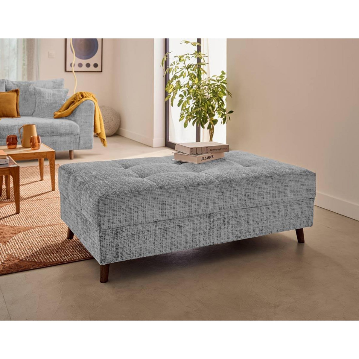 LISA DESIGN Rune - pouf en velours texturé