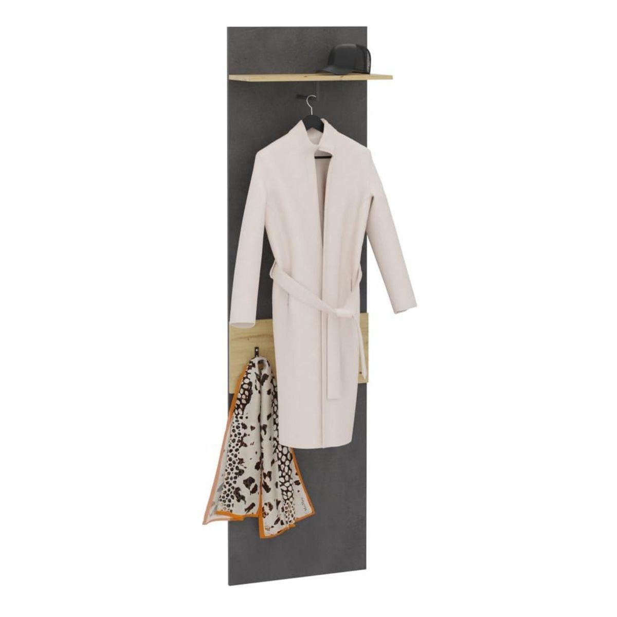 FMD FMD Portemanteau mural avec etagere 50x23x188cm Matera Chene artisanal