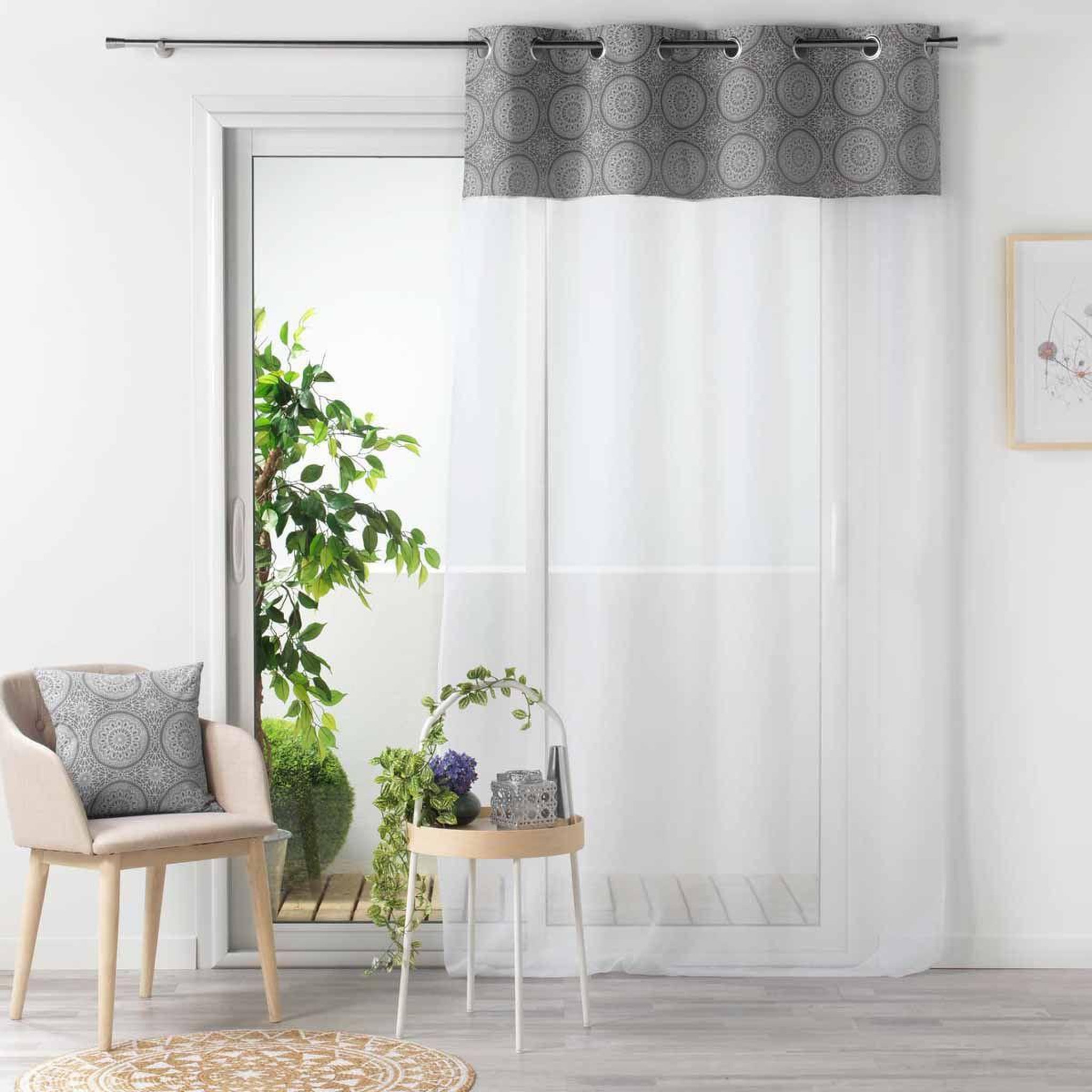 Voir la diapositive 5 : Douceur d'Intérieur Rideau voilage à œillets  sibel  140x240cm gris