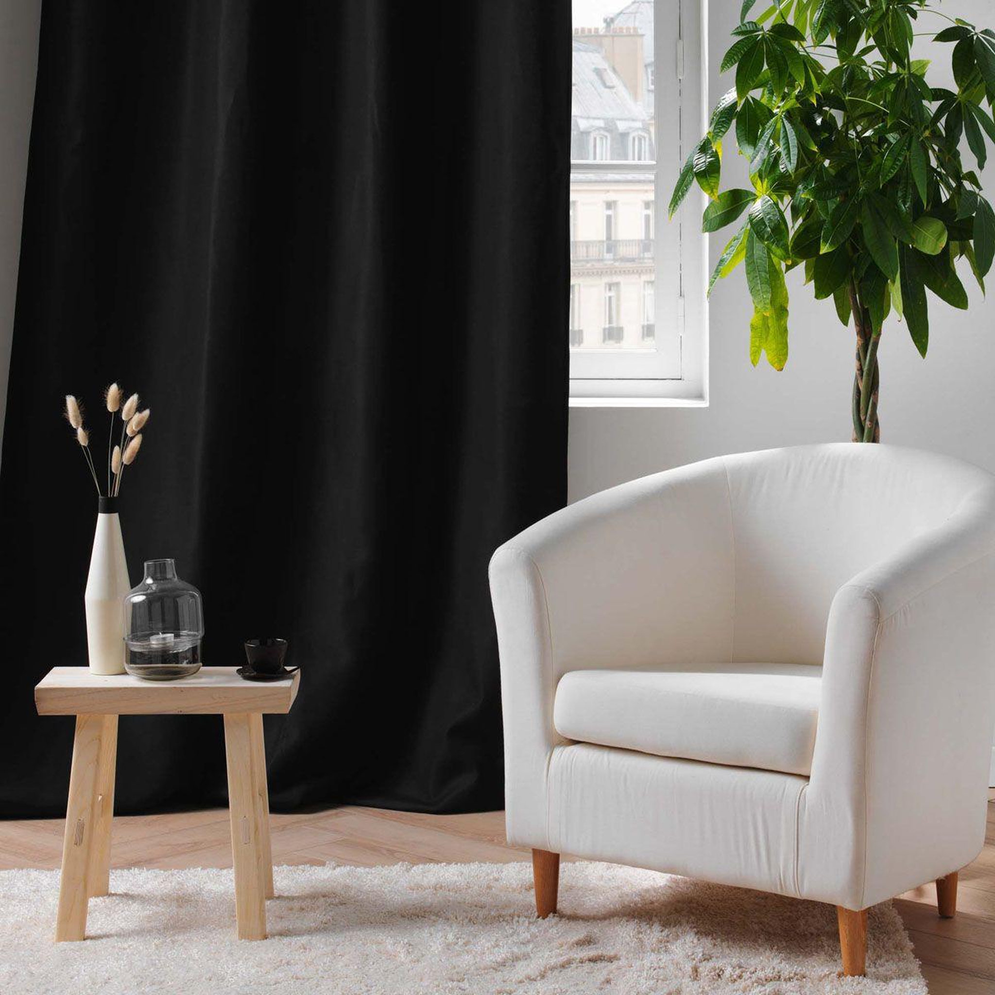 Voir la diapositive 4 : Douceur d'Intérieur Rideau isolant thermique  micropolar  135x260cm noir