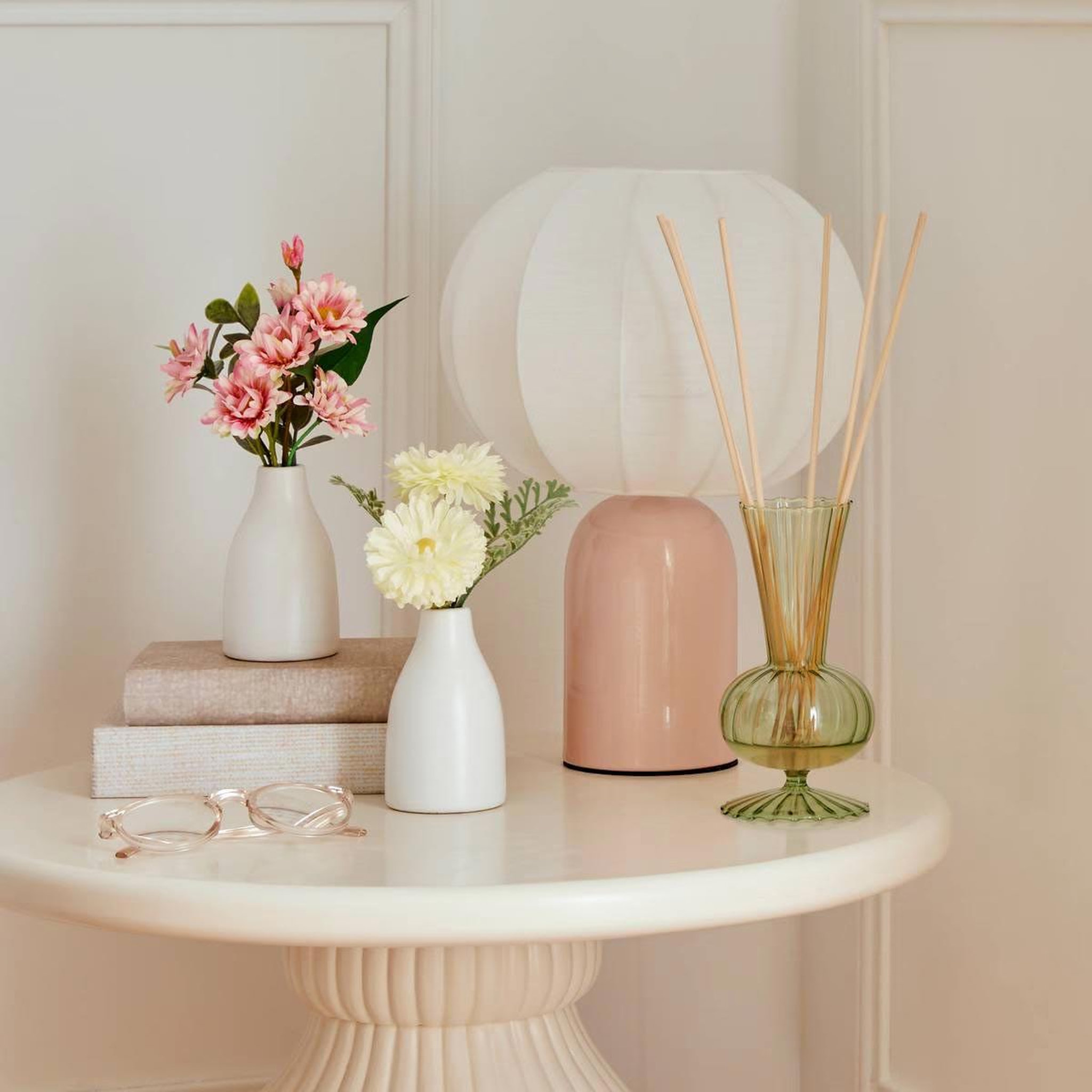 Voir la diapositive 5 : ATMOSPHERA Lampe à poser en métal  tobie  33cm rose