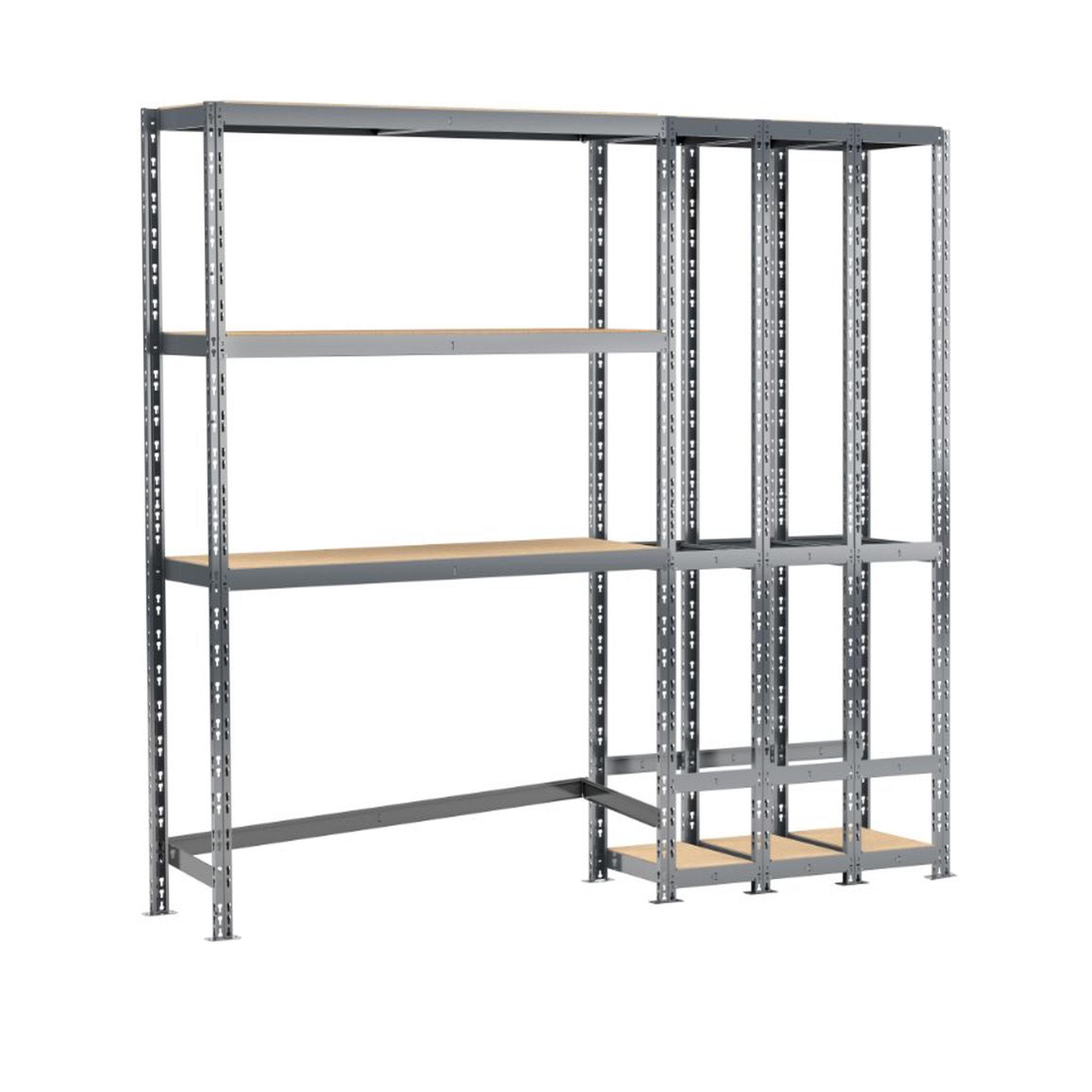Voir la diapositive 1 : Concept rangement de garage MODULÖ STORAGE SYSTEME EXTENSION 2 étagères 5 plateaux longueur 255 cm