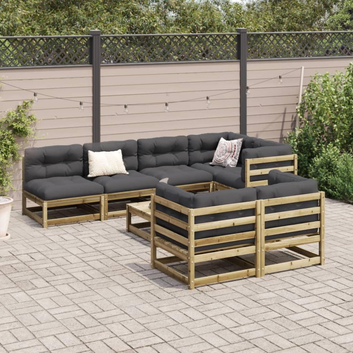 VIDAXL Salon de jardin 8 pcs bois de pin impregne