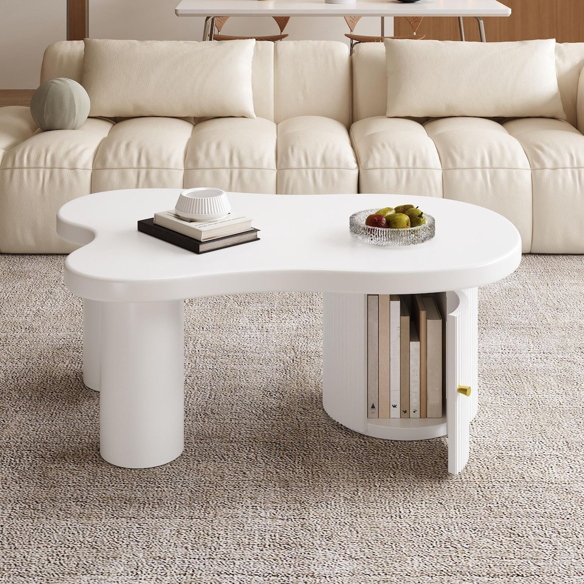 MERAX Table basse forme atypique blanc - 60x100 cm mdf