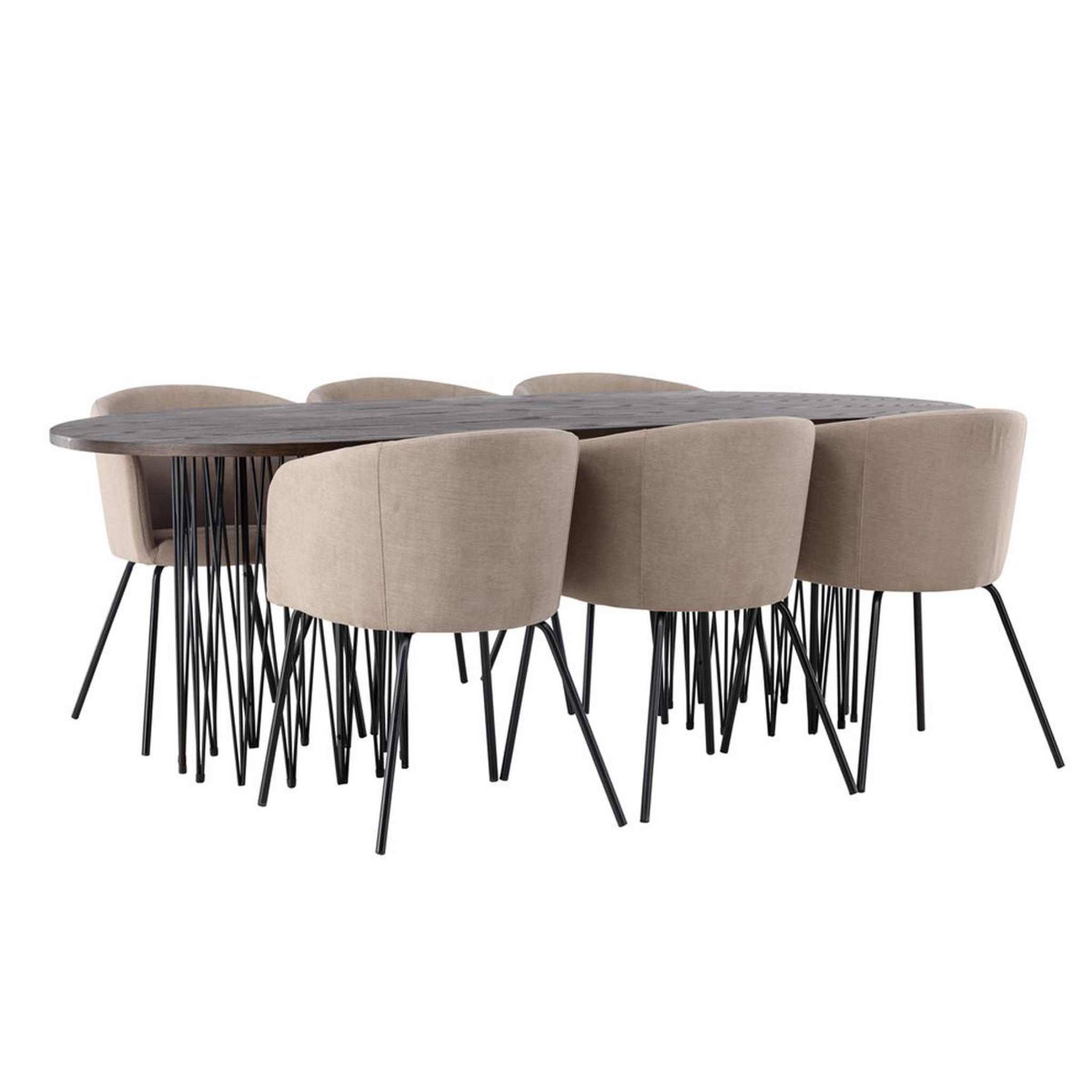 Paris Prix Ensemble table à manger & 6 chaises  stone & berit  220cm brun & beige