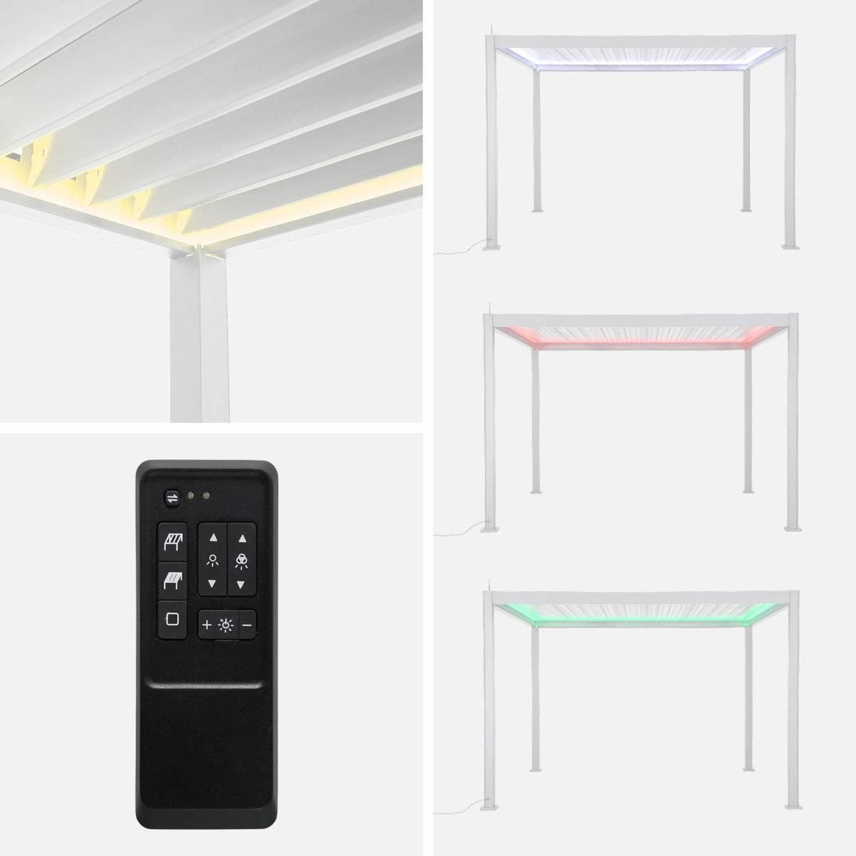 SWEEEK Pergola bioclimatique aluminium motorisée 4x3m avec éclairage LED Triomphe