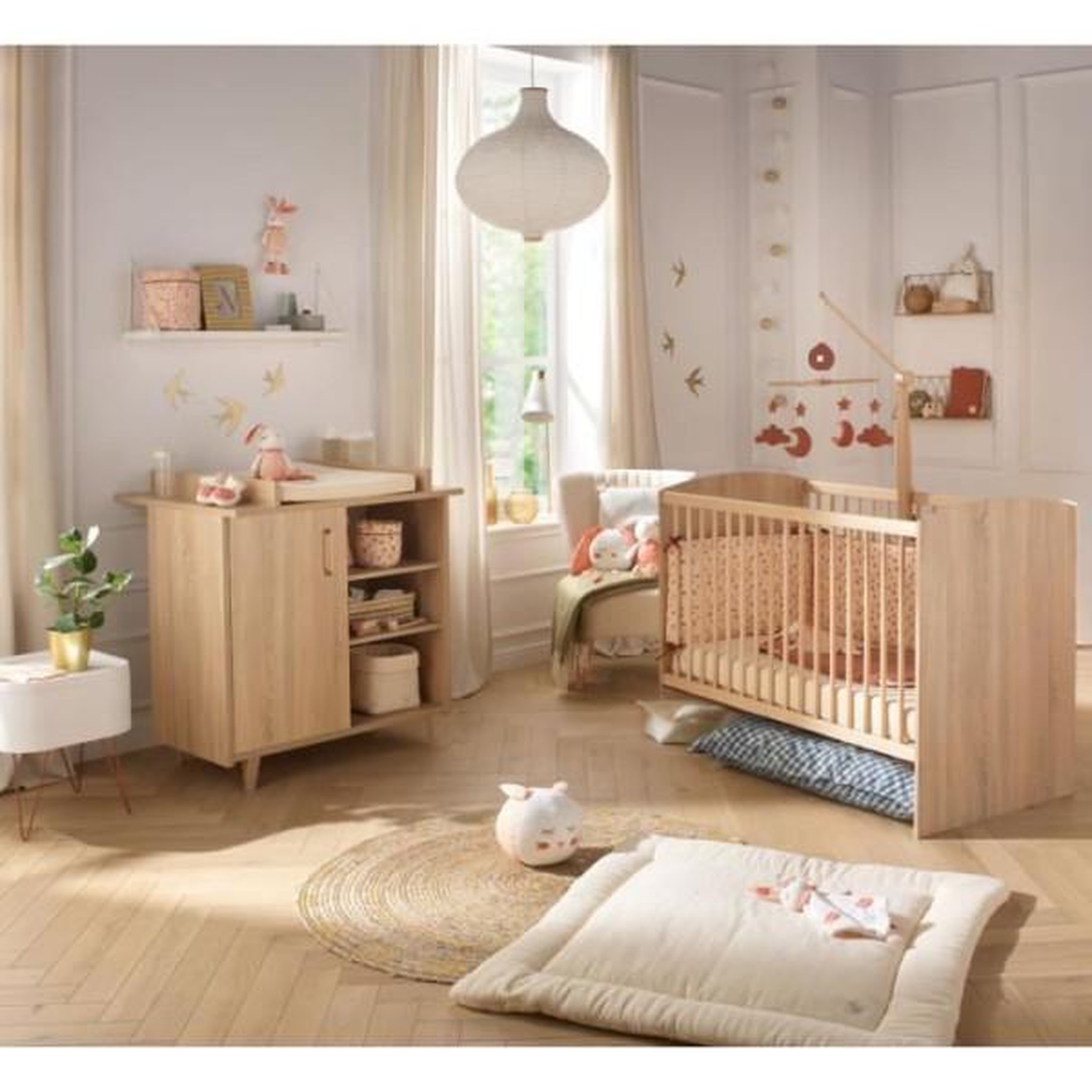 SAUTHON Chambre duo bébé - SAUTHON - Sam Chene doré - Lit bébé 120 x 60 cm et commode a langer