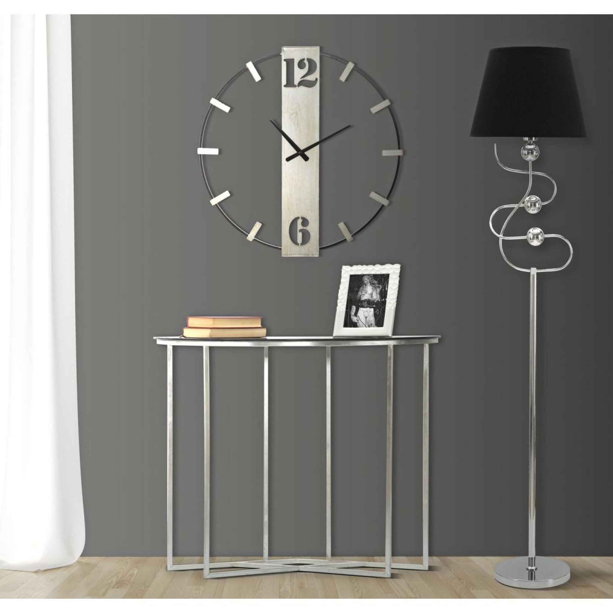 Voir la diapositive 6 : Paris Prix Horloge Murale en Métal  Silvery  61cm Argent