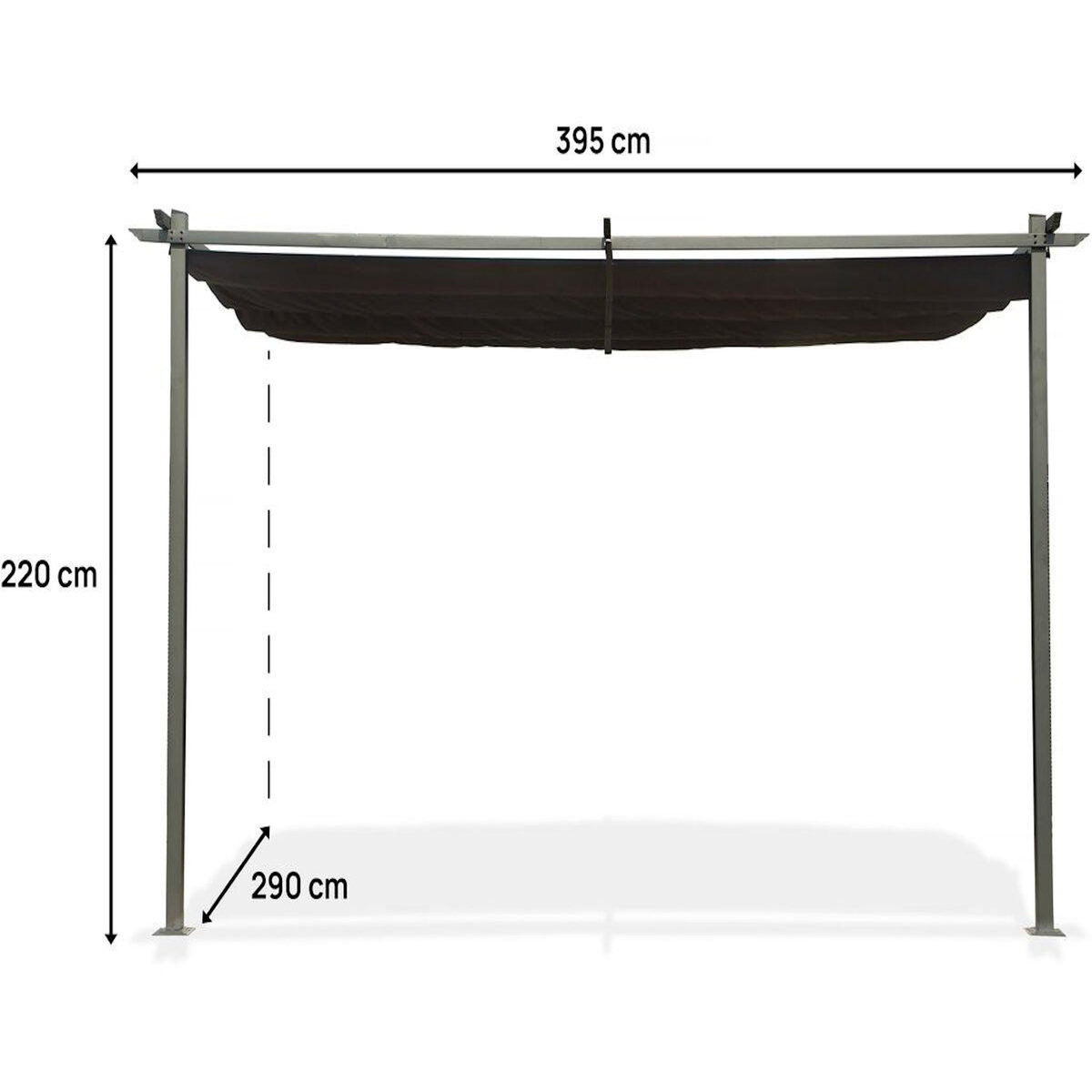 Habitat et Jardin Pergola adossée en métal avec toit rétractable -  3 x 4 m - Gris anthracite