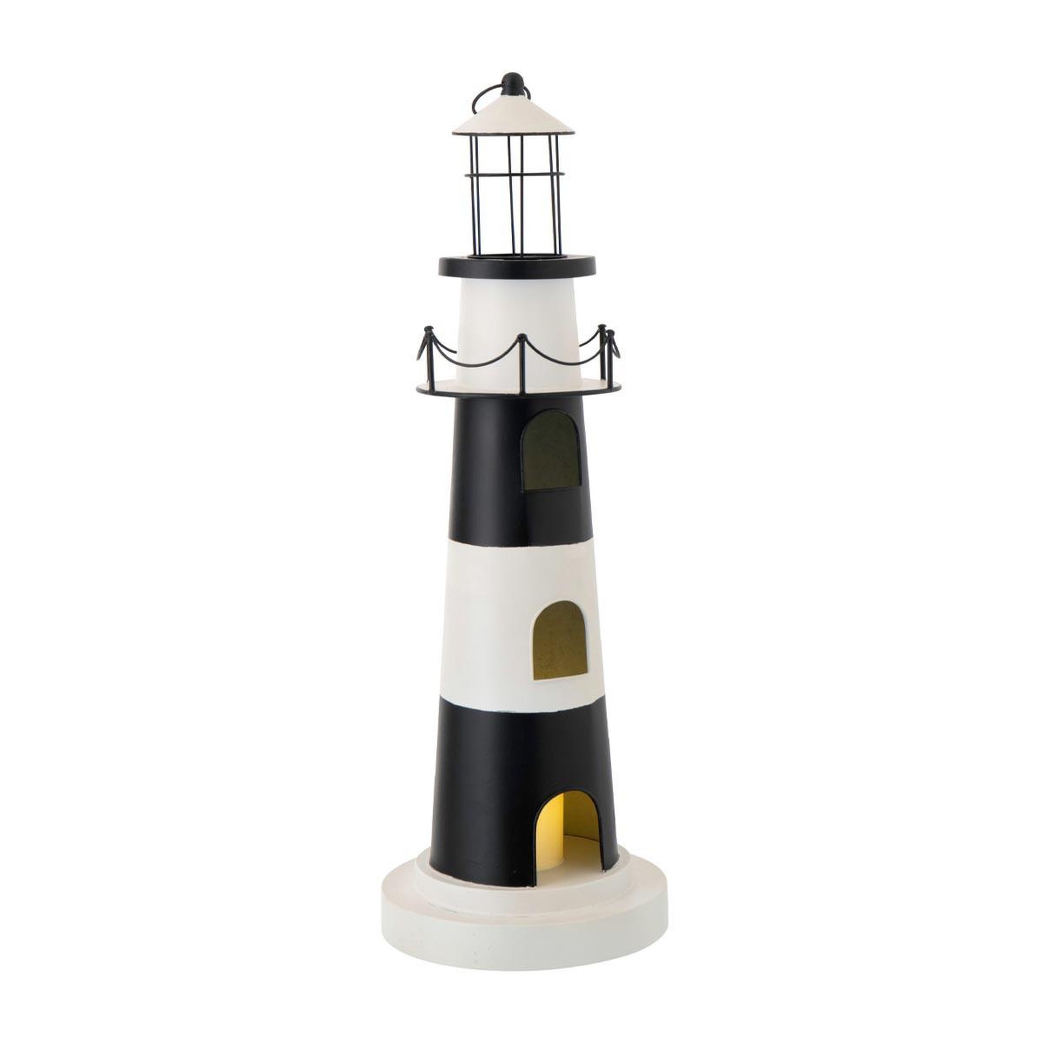 Voir la diapositive 2 : J-LINE Phare déco lumineux  mer  84cm noir & blanc