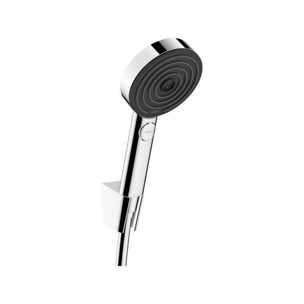 Hansgrohe Pommeau de douche 3 jets, flexible et support, HANSGROHE Pulsify chrome