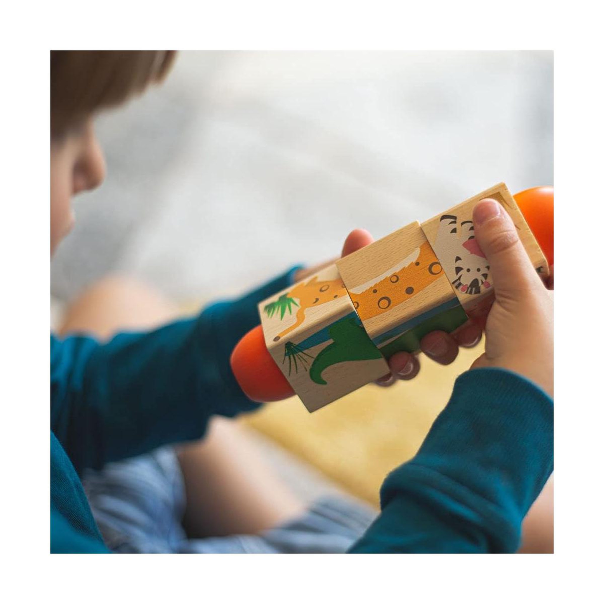 Voir la diapositive 2 : BIGJIGS Jeu en bois -  Blocs Twist Jungle