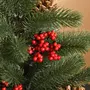 HOMCOM Sapin de Noël artificiel de table bureau Ø 28 x 50H cm - 55 branches épines aspect Nordmann - 4 pommes de pin, 4 baies rouges - piètement toile de jute