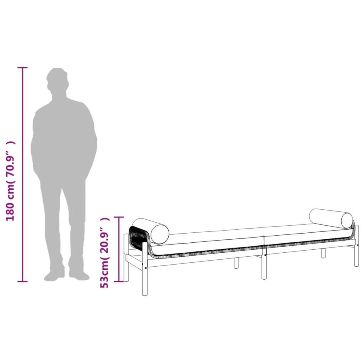 VIDAXL Banc de jardin avec coussin noir resine tressee acacia