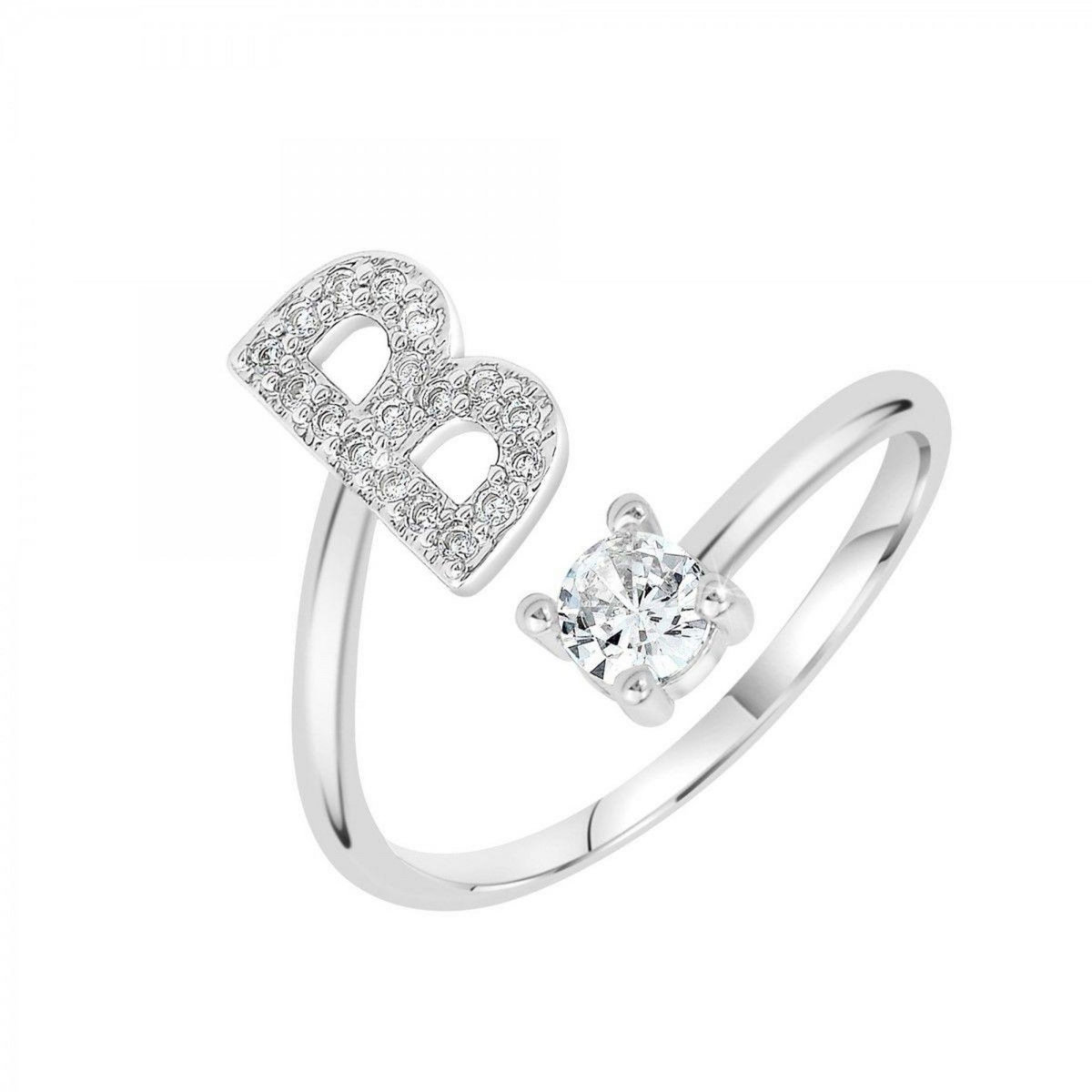 SC CRYSTAL Bague lettre B ajustable SC Crystal ornée de Zirconium