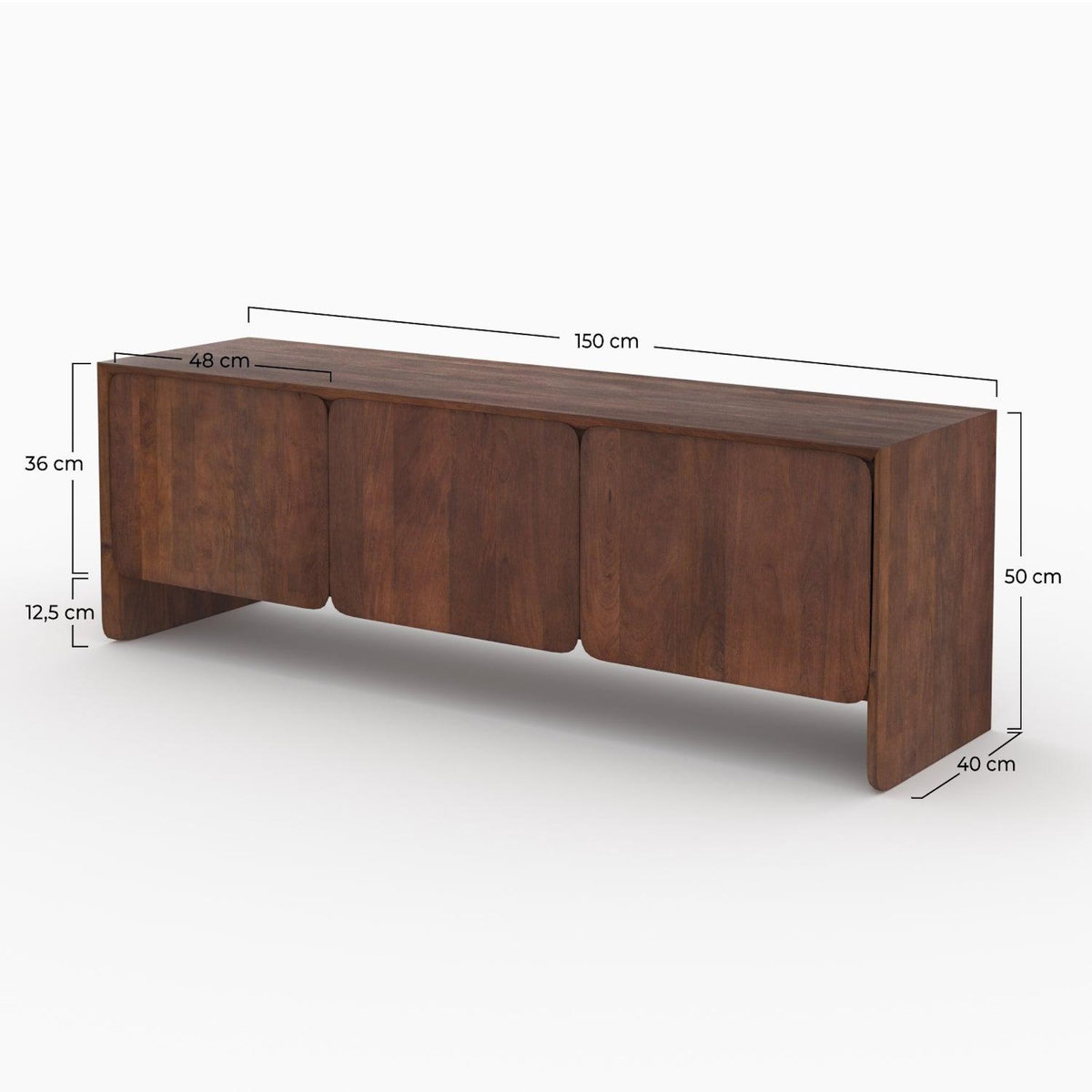 Rendez vous déco Meuble TV en bois de manguier 3 portes 150 cm-Achille