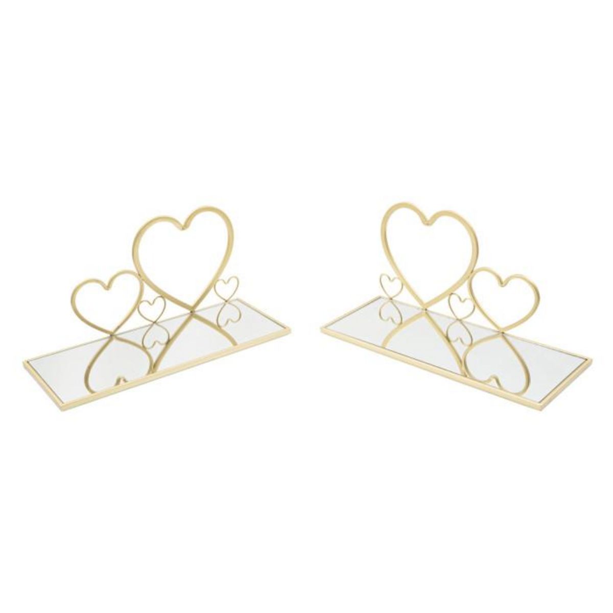 Paris Prix Lot de 2 Tables de Chevet Murales  Hearts  41cm Or