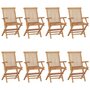 Voir la diapositive 2 : VIDAXL Chaises de jardin avec coussins gris lot de 8 Bois teck massif
