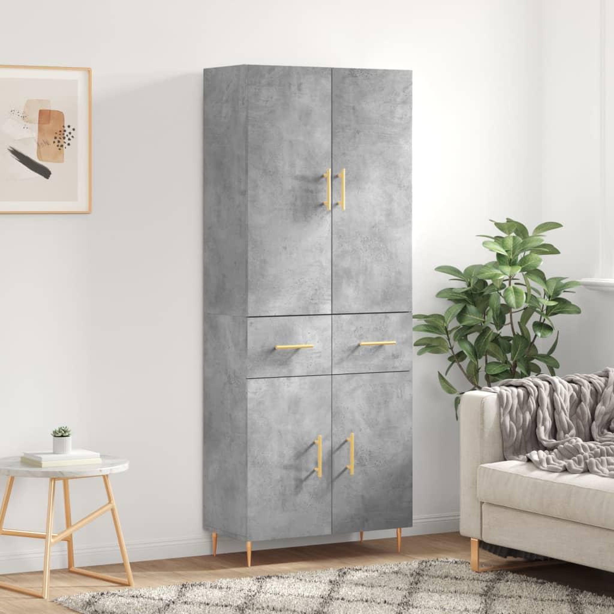 VIDAXL Buffet haut Gris beton 69,5x34x180 cm Bois d'ingenierie