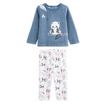 Petit Béguin Pyjama enfant 2 pièces en velours Tao. Coloris disponibles : Bleu