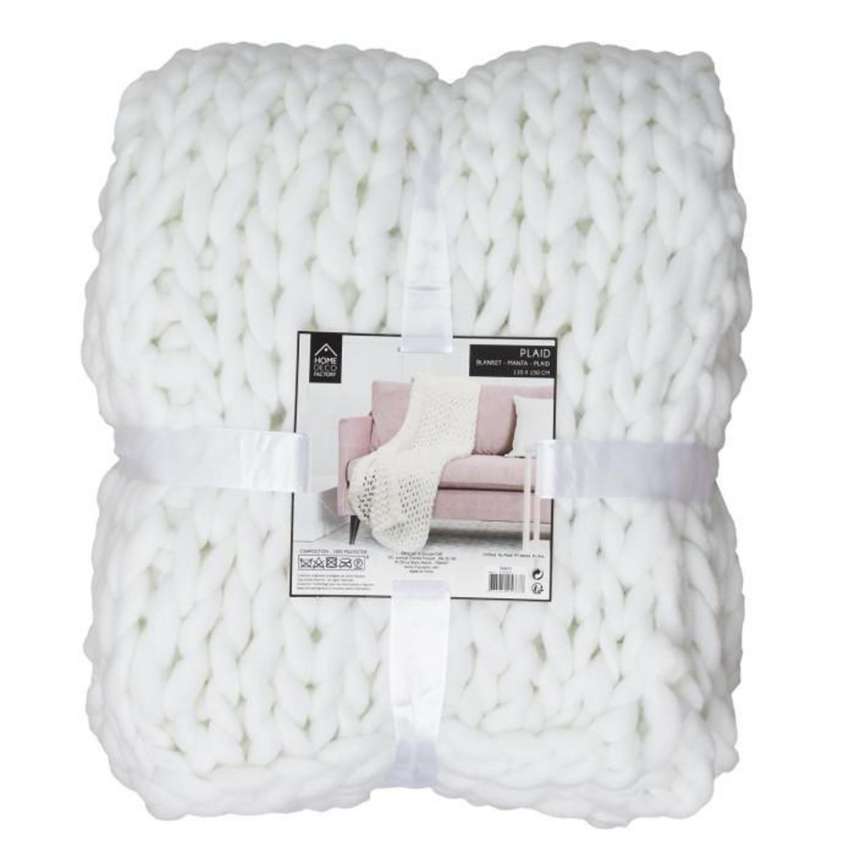 Paris Prix Plaid Déco Maille  Chunky  120x150cm Écru