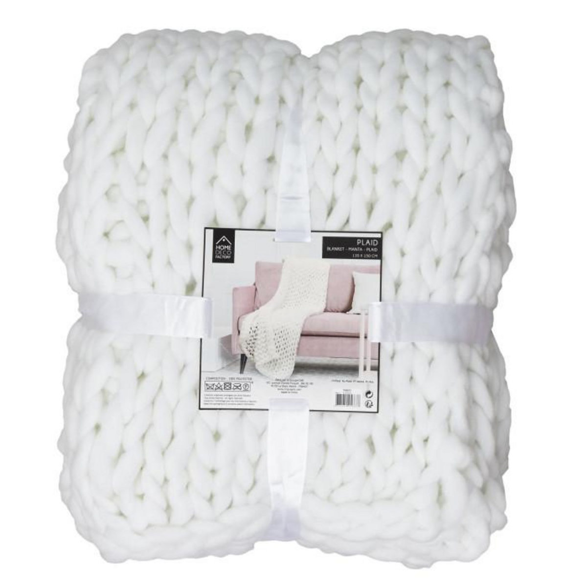 Paris Prix Plaid Déco Maille  Chunky  120x150cm Écru
