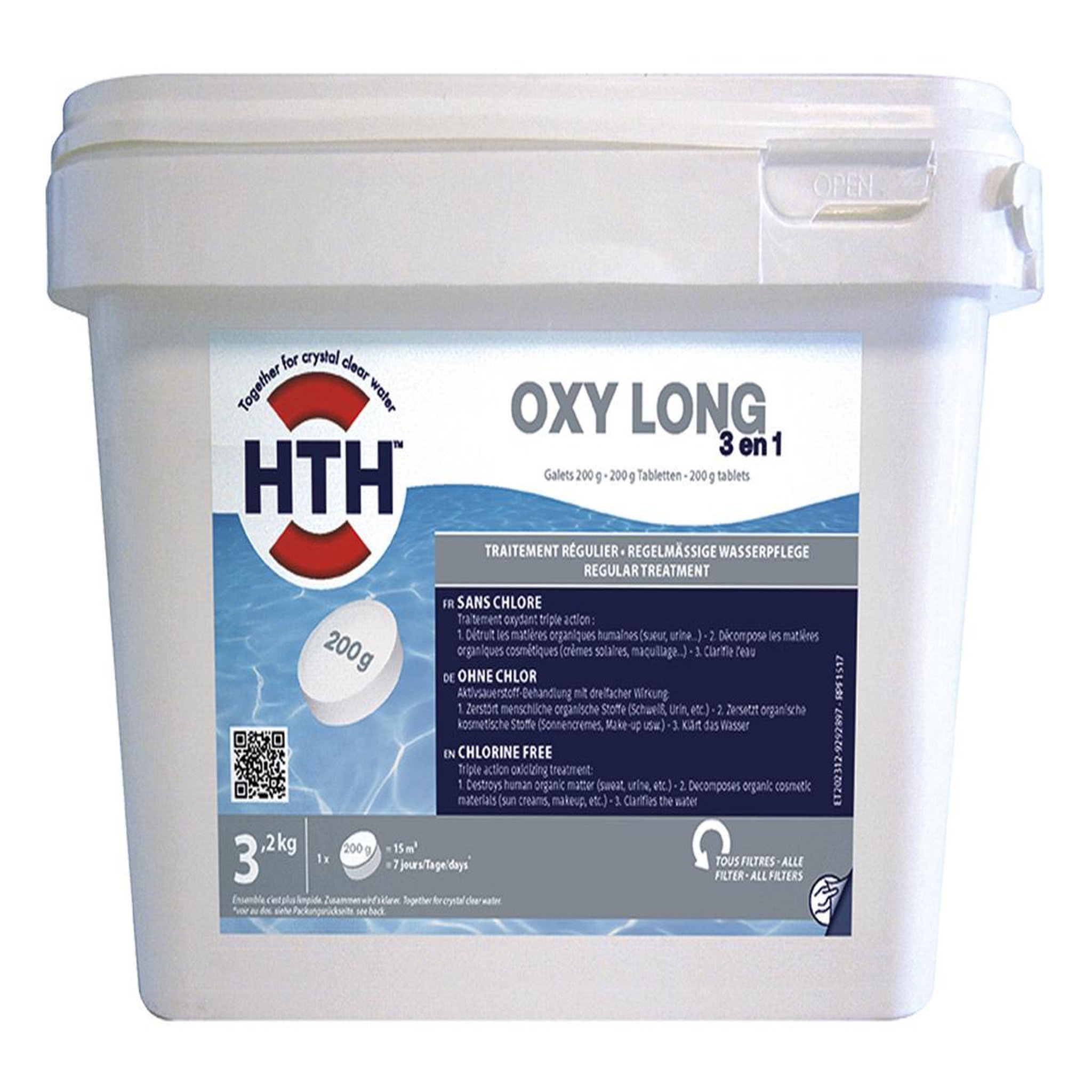 HTH Oxygène actif 3 en 1 en galets 3,2 kg - hth