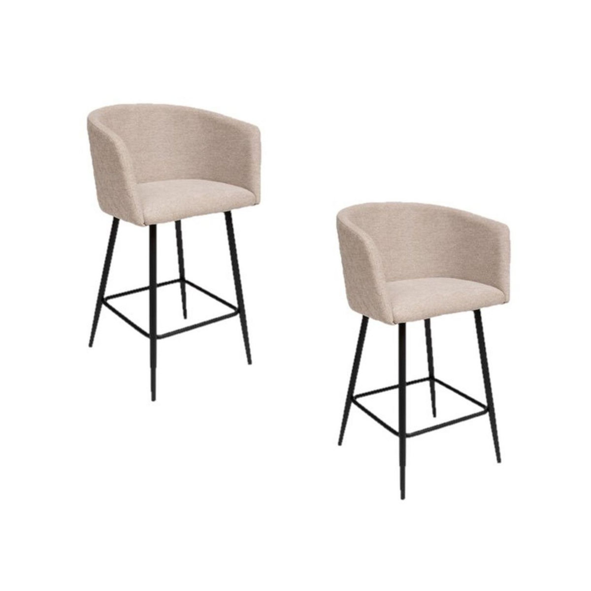 ATMOSPHERA Lot de 2 fauteuils de bar en velours MARLO - Beige