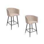 ATMOSPHERA Lot de 2 fauteuils de bar en velours MARLO - Beige
