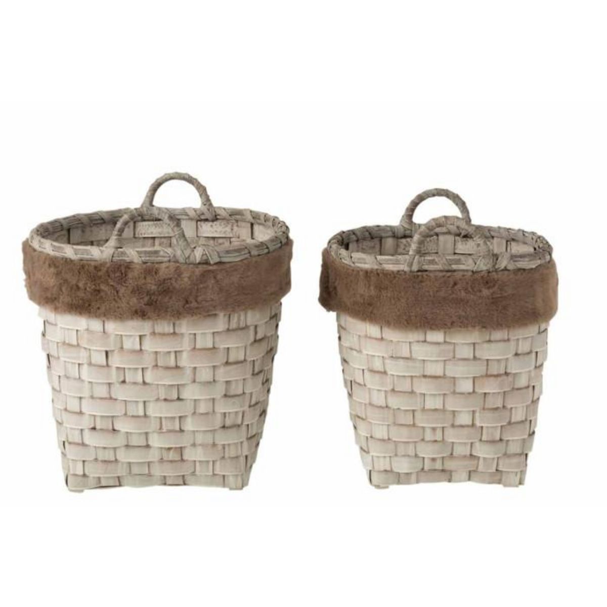 Paris Prix Lot de 2 Paniers  Imitation Fourrure  39cm Marron