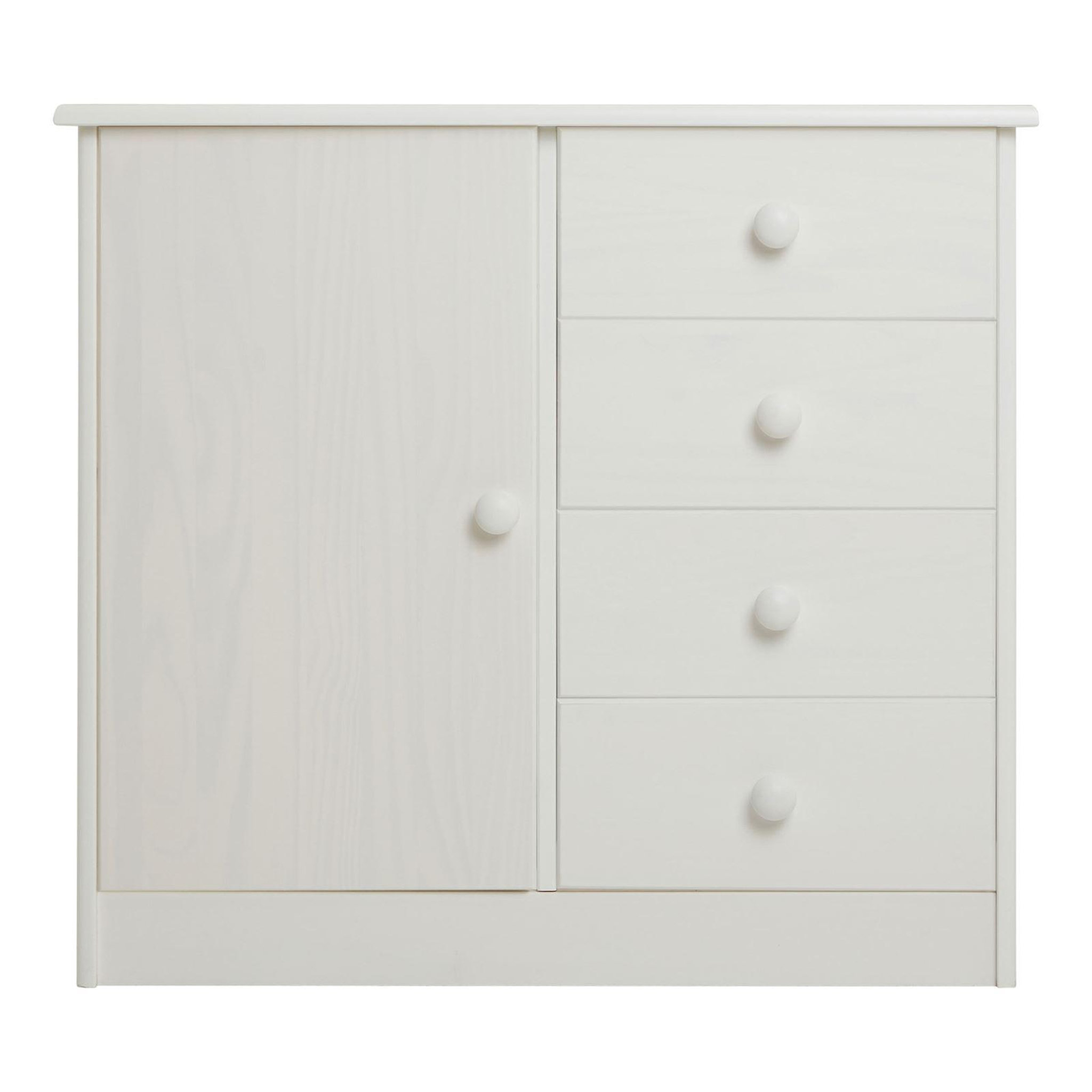 Voir la diapositive 3 : IDIMEX Commode rondo en pin massif, 4 tiroirs et 1 porte
