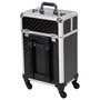 Voir la diapositive 4 : HOMCOM Valise trolley maquillage mallette cosmétique vanity poignée télescopique réglable 34L x 25l x 62H cm alu.